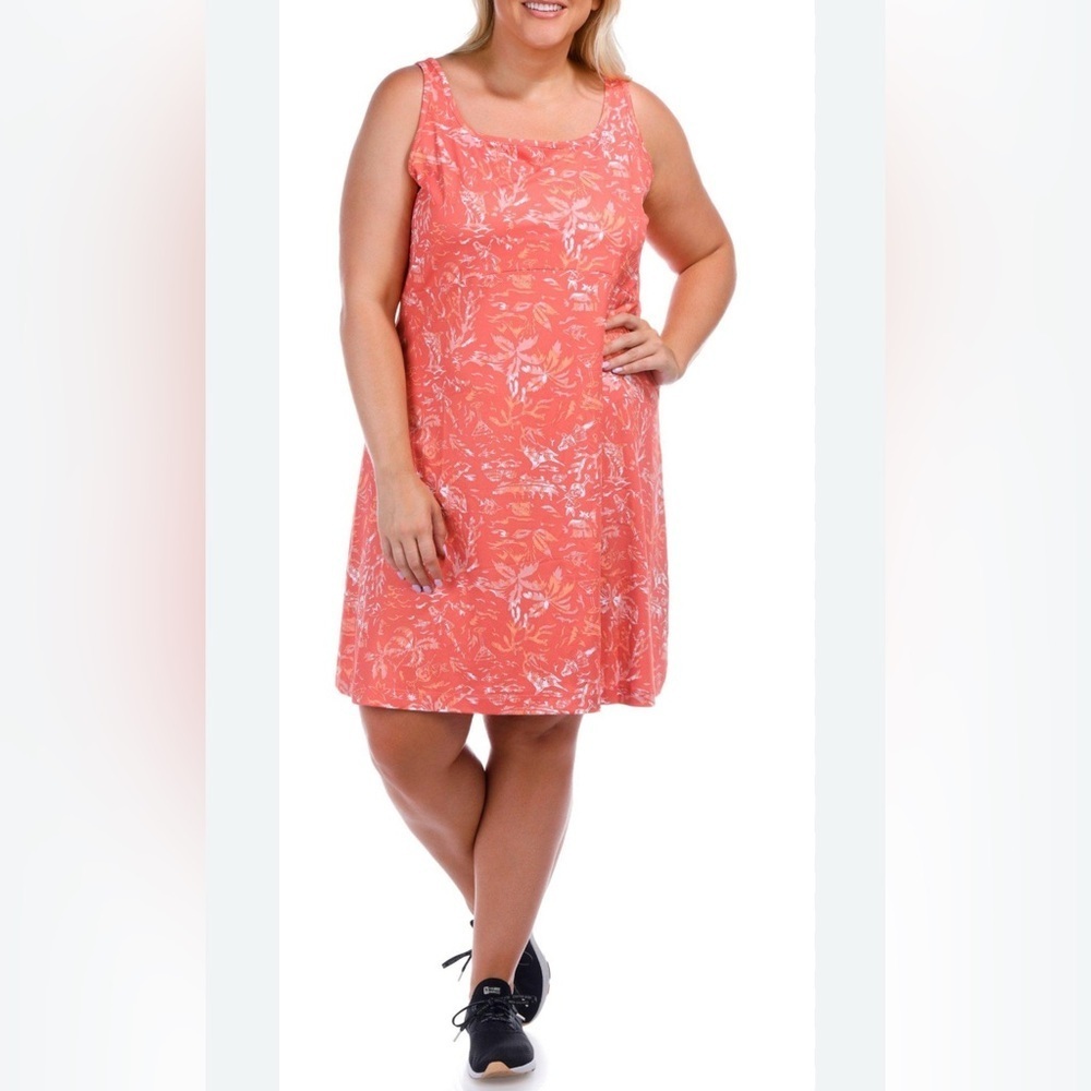 NWT Columbia PFG Freezer™ III Sleeveless Dress Women’s 3X Pink Coral Tropical
